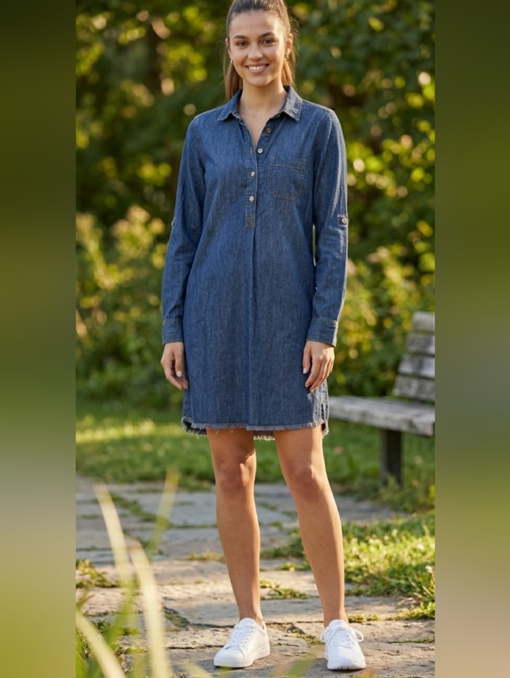 Joe Fresh Indigo Blue Denim Button-Up Tunic - Picture 3 of 3
